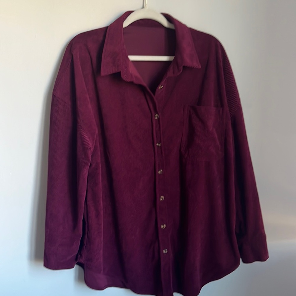 Women’s extra large oversized corduroy button up